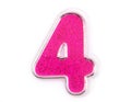 Letter number 4 symbol pink color on a white background, Pink number symbol