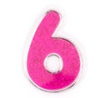 Letter number 6 symbol pink color on a white background, Pink number symbol