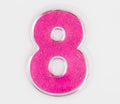 Letter number 8 symbol pink color on a white background, Pink number symbol