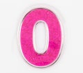 Letter number 0 symbol pink color on a white background, Pink number symbol