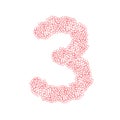 The letter number three or 3, in the alphabet Heart flower bush