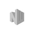Letter nw simple geometric 3d gradient shadow design logo vector