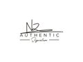 Letter NZ Signature Logo Template Vector