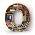 Letter O. Alphabet in the form of shelves with books isolated on