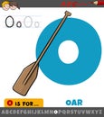 Letter O from alphabet with oar object