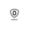Letter O alphabetic logo deisgn template. Geometric shield sign illustration. Insurance company logo concept isolated on white