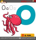 Letter o with cartoon octopus animal Royalty Free Stock Photo