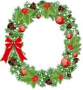 Letter O with decoration for Christmas design and New Year with spruce tree and holly red berries