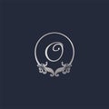 Letter O Decorative Crown Ring Alphabet Logo isolated on Navy Blue Background. Luxury Silver Initial Abjad Logo Design Template.