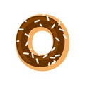 Letter O donut font. Doughnut alphabet. Sweet lettering. candy A