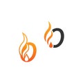 Letter O and fire waves, logo icon concept design Royalty Free Stock Photo