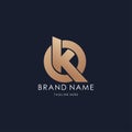 letter O K logo simple monogram initial creative lines ldesign luxury golden style