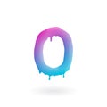 Letter O logo. Colored paint character with drips. Dripping liquid symbol. Isolated art concept vector.