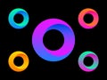 Letter o logo. Colorful circle set. Color gradient logotype on black background. Modern design template. Geometric bold Royalty Free Stock Photo