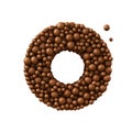 Letter O made of chocolate bubbles, milk chocolate concept, 3d render