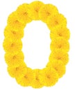 Letter O made from dandelions Royalty Free Stock Photo