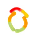 Letter O made of gummy worms