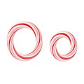 Letter O Mint Candy Cane Alphabet Collection Striped in Red Christmas Colour . 3d Rendering