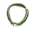 Letter O, number 0, circle frame made from green chili peppers
