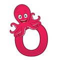 Letter O with an octopus Royalty Free Stock Photo