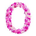 Letter O from orchid flowers isolated on white Royalty Free Stock Photo