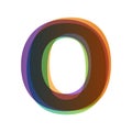 Letter O in overlay color transparency style isolated on white background. Alphabet folded from different retro colors
