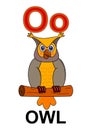 Letter O owl Royalty Free Stock Photo