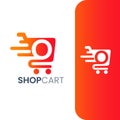 Letter O Shopping Cart Logo, Fast Trolley Shop Icon Royalty Free Stock Photo