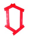 Letter O symbol made of insulating tape pieces, isolated on whit