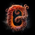 Letter O using typography style of realistic octopus