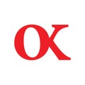 Letter ok simple curves logo vector