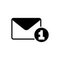 Letter with One Counter Notification, Spam, Dispatch, Delivery Flat Vector Icon Royalty Free Stock Photo