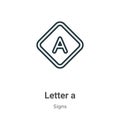 Letter a outline vector icon. Thin line black letter a icon, flat vector simple element illustration from editable signs concept Royalty Free Stock Photo