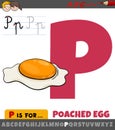 letter P from alphabet with cartoon poached egg
