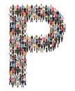 Letter P alphabet group of people Royalty Free Stock Photo