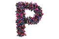 Letter P from colored lipsticks, 3D rendering