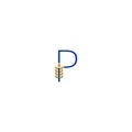 Letter P combined with wheat icon logo design