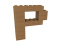 Letter P concept built from toy wood bricks Royalty Free Stock Photo