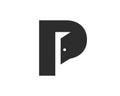 Letter P Door Logo Design Combined With Minimal Open Door Icon Vector Template Royalty Free Stock Photo