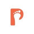 Letter p feet print symbol logo vector