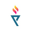 Letter p - flame - torch logo Royalty Free Stock Photo
