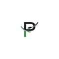 Letter P with fork and spoon logo icon design vector