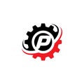 Letter P Gear Logo Design Template