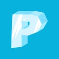 Letter P ice font. Icicles alphabet. freeze lettering. Iceberg A