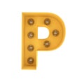 Letter P light sign yellow vintage. 3D rendering