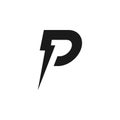 Letter P and lightning bolt logo design
