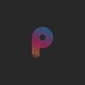 Letter P logo monogram linear trendy colorful gradient, thin lines circle geometric shape design element