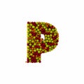 Letter P made of brown woolen balls, isolated on white, 3d renderi