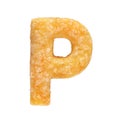 Letter P made from cookie isolated on white background Royalty Free Stock Photo