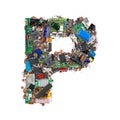 Letter P made of electronic components Royalty Free Stock Photo